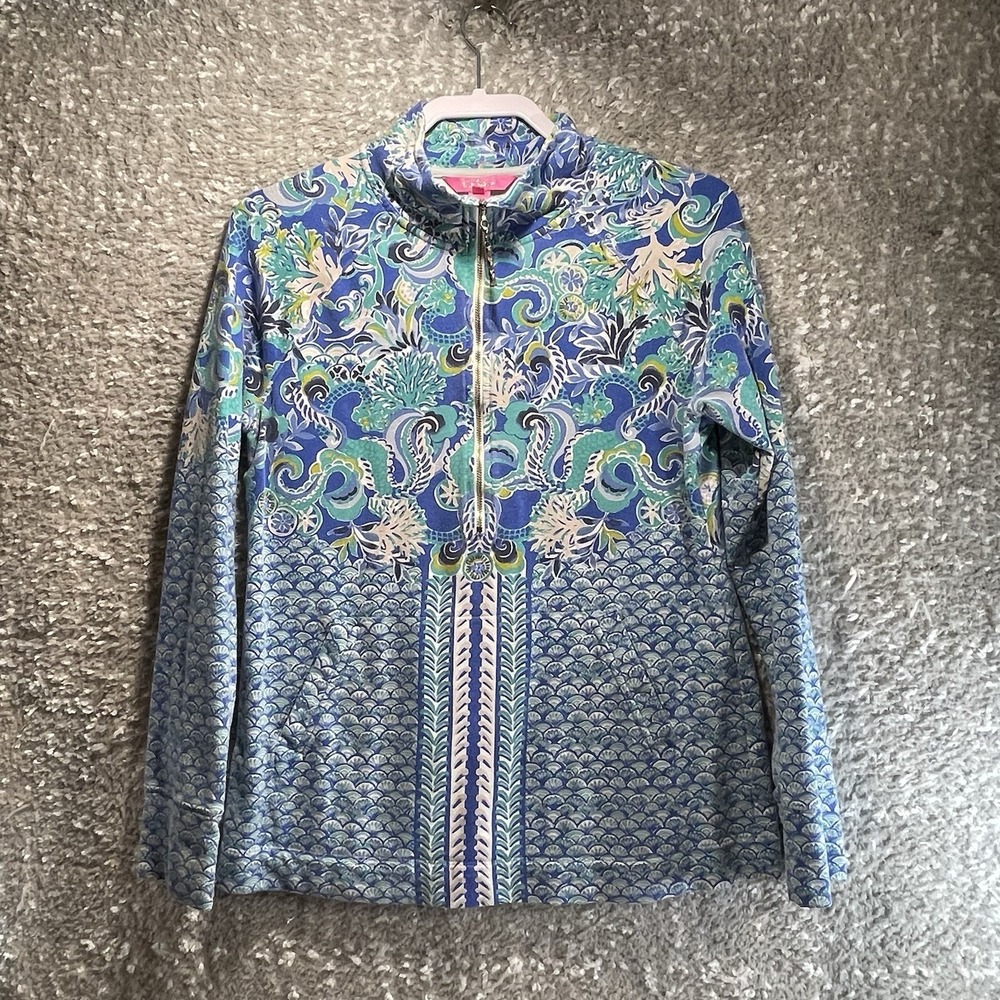 Lilly Pulitzer UPF 50+ Skipper Popover Sweater Medium Colorful Preppy